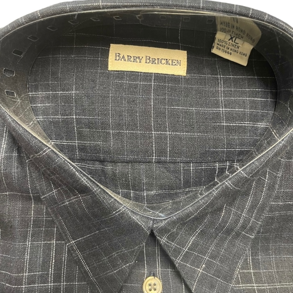 Barry Bracken linen modern plaid shirt, NEW WITH TAGS - Picture 4 of 4